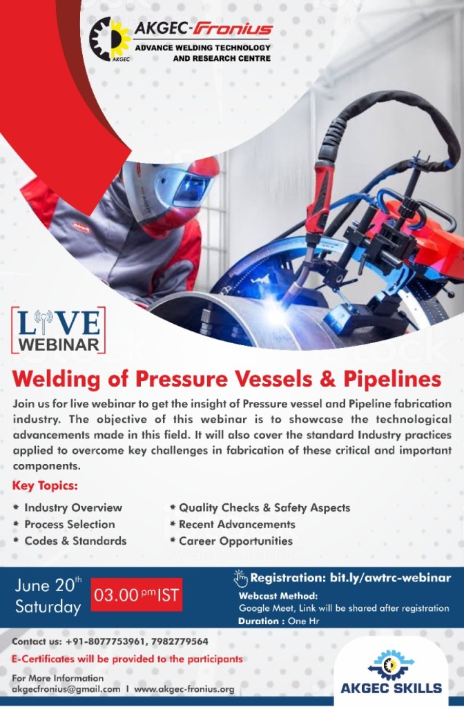Webinar on Welding of Pressure Vessels & Pipelines